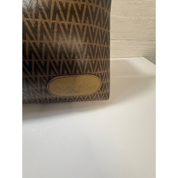 Authentic Valentino Brown Monogram Clutch Bag With V Logo‎ & Zip Closure - Picture 5 of 10
